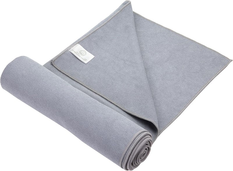 Evolution Earth Yoga Mat Towel - Double Sided Microfiber Yoga Towel - Sweat Absorbent Non Slip Hot Yoga Towel - Lightweight, Quick Drying Pilates and Bikram Sweat Towel - 73''L x 26''W, Fog Gray - Image 1